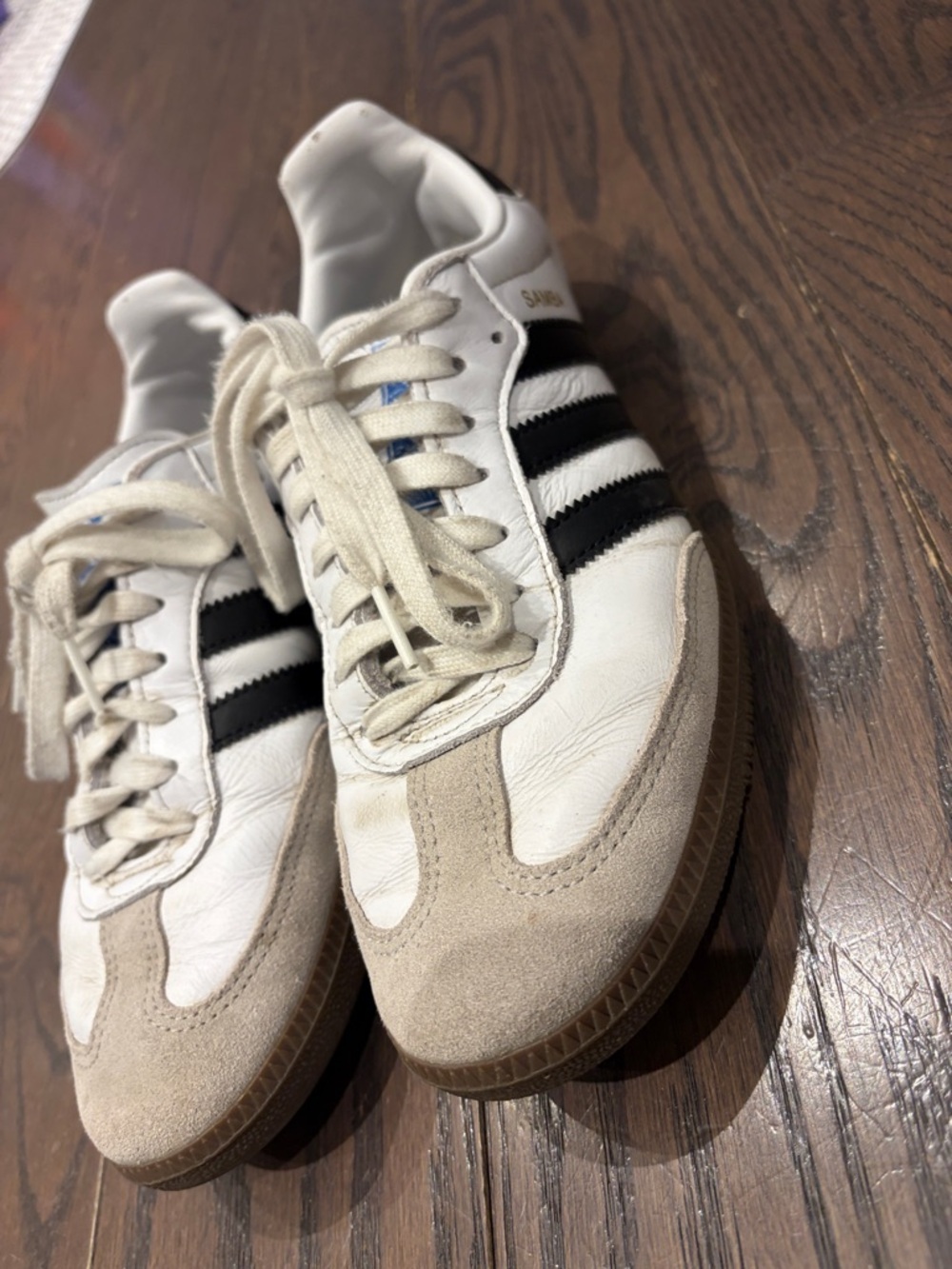 adidas White Black Tan Samba-inspired Leather Sneakers